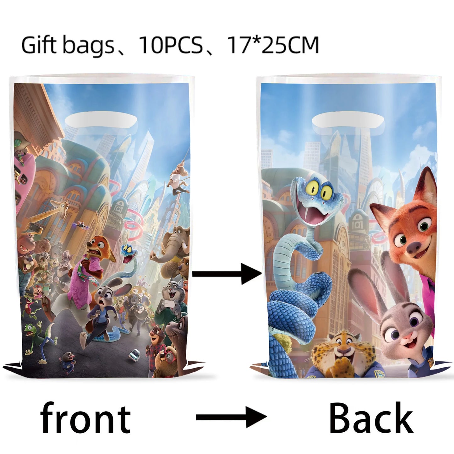 Zootopia Birthday Party Favor Kids Party Gift Favor Stamp Slap Bracelets Stickers Gifts Bag Keychains Paper Bags Baby Shower