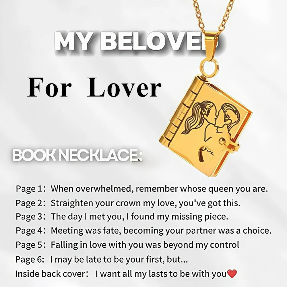 Mother’s Day Gift Best Mom Ever Book Necklace Stainless Steel Engraved Book Locket Necklaces Women Daughter Present for Mom