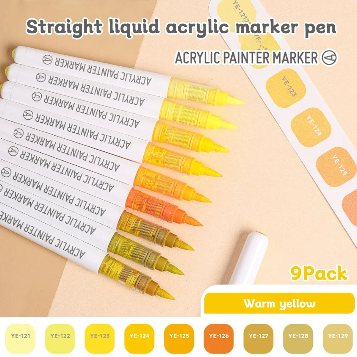 9pcs/Box MIX Color Acrylic Markers Set Kids Gift Art Rock Painting Pens Graffiti For Stone Glass Book Shoes DIY Craft Supplies