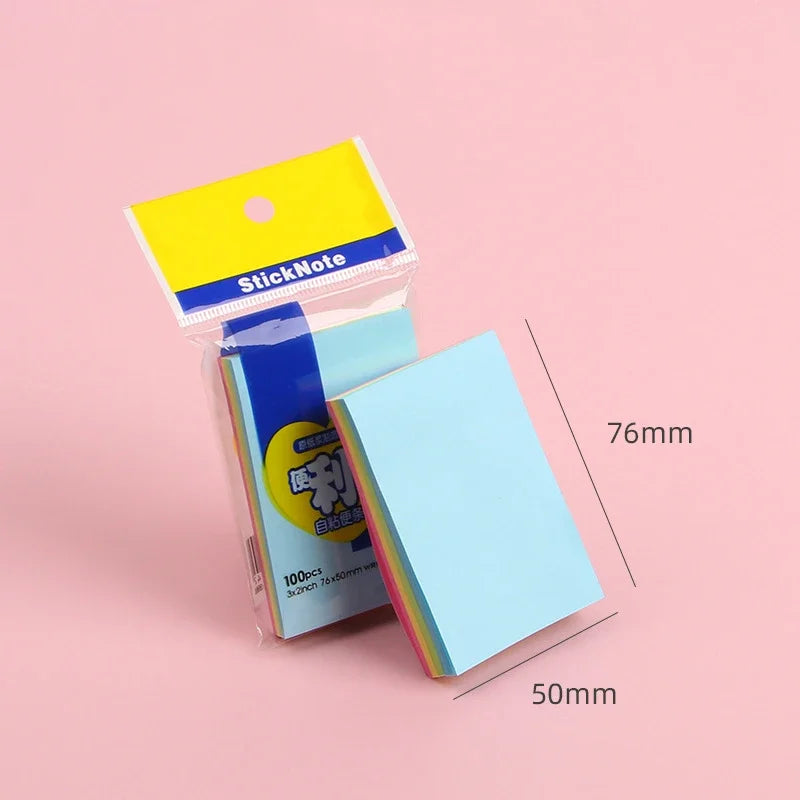 100sheets Color Sticker Notes Sticky Notes Pads Posits Stationery Memo Notepad Notebook School Office Posted It Paper Sticker