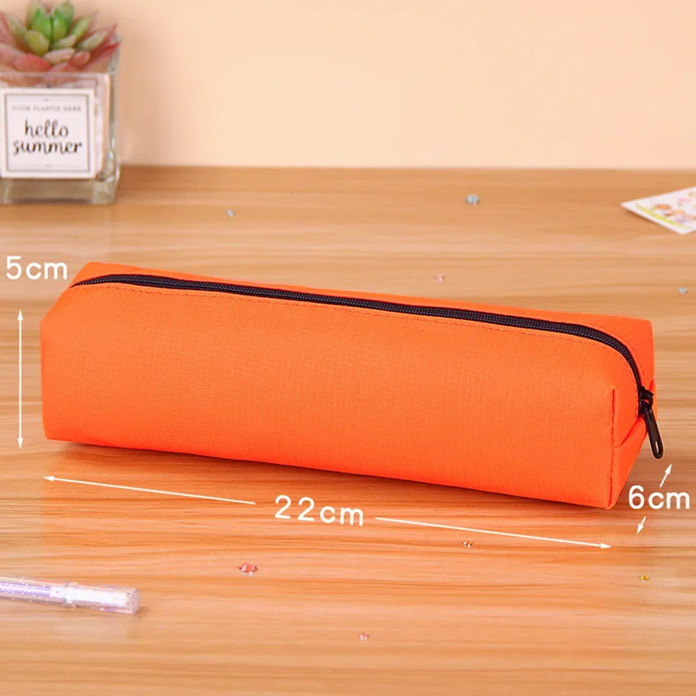 Solid Color Pencil Case Simple Pencil Bags For Student New Stationery School Supplies Kids Gift Zipper Big Cosmetic Bag