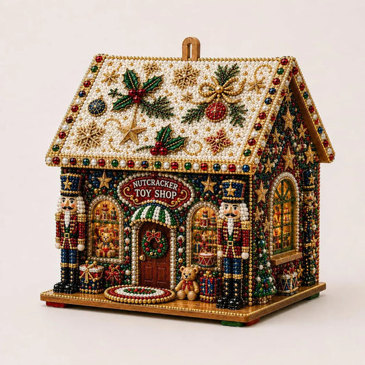 DIY 3D Assemblable Wooden Christmas Cottage Diamond Painting Kit Hanging Ornament Full Drill Tools For Xmas Tree Window Indoor