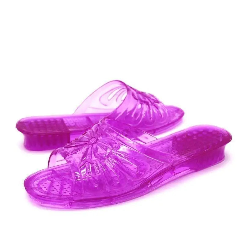 Classic Plastic Mom Slippers Women's Outdoor Fashionable Non-Smelly Old-Style Crystal Jelly Slippers Home Comfortable Sandals