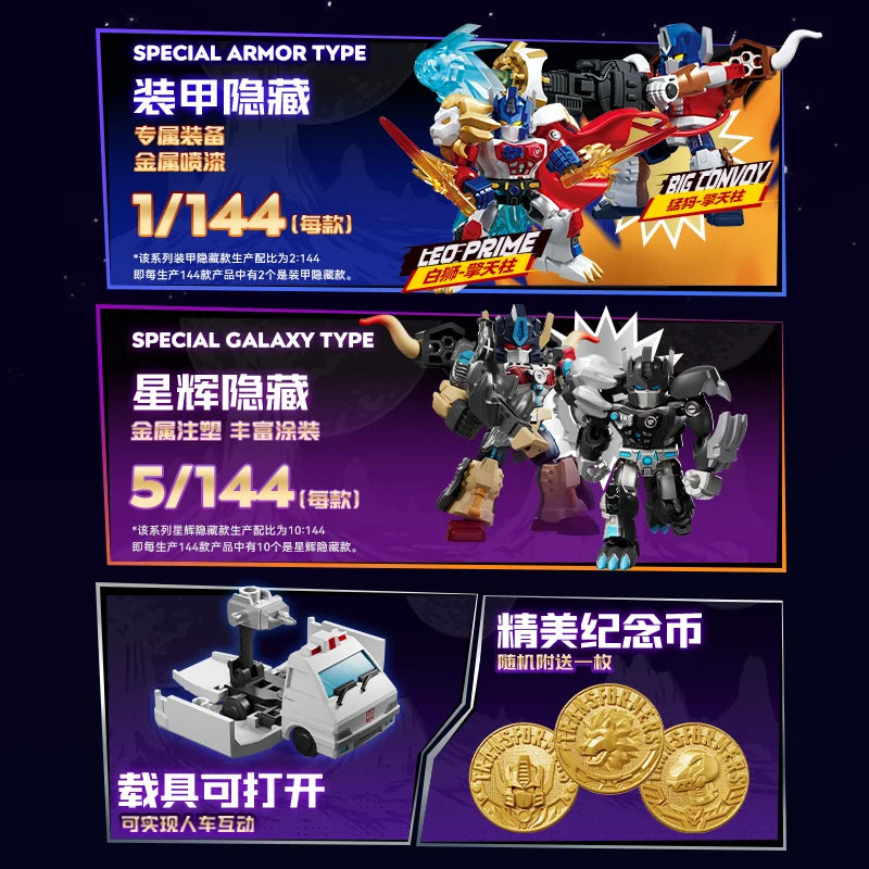 Original 100% Blokees Transformers Defender Version 7 Blind Box Beast Wars Optimus Prime Action Figure Ornament Blocks Model Toy