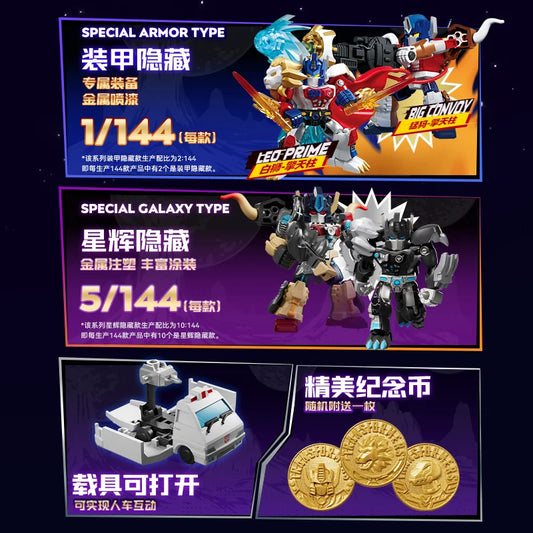 Original 100% Blokees Transformers Defender Version 7 Blind Box Beast Wars Optimus Prime Action Figure Ornament Blocks Model Toy