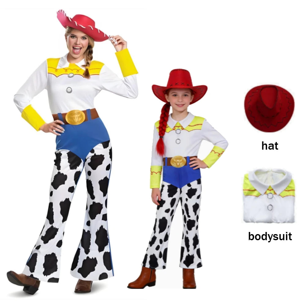 Movie Story Jessie Cosplay Costumes Cowgirl Bodysuits Cowboy Doll Cosplay Jumpsuits Carnival Stage Performance Fancy Clothes Set
