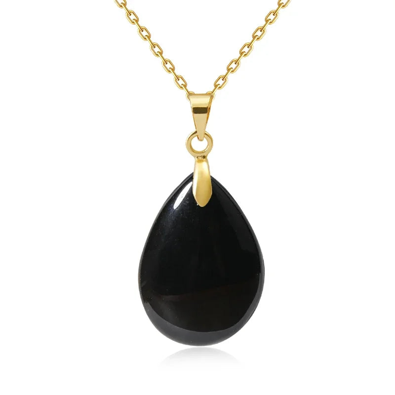 Natural Stone Crystal Pendant Teardrop Fashion Necklace For Diy Necklace Earrings Making Jewelry Christmas Friendship Gift