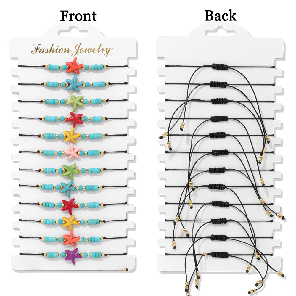Wholesale 12pcs/set Bohemia Bracelet Set Colorful Natural Stone Crystal Seed Beads Evil Eye Braided Bracelets For Women Men