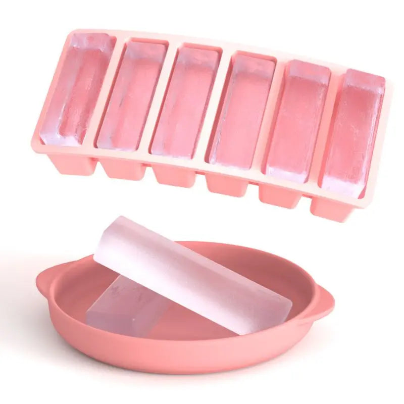 Silicone Ice Mold A box Of Six Bars With A Lid Ice Tray Home Long Tumbler Kitchen Ice Model Juice Mixers Ice-cream Use Dessert