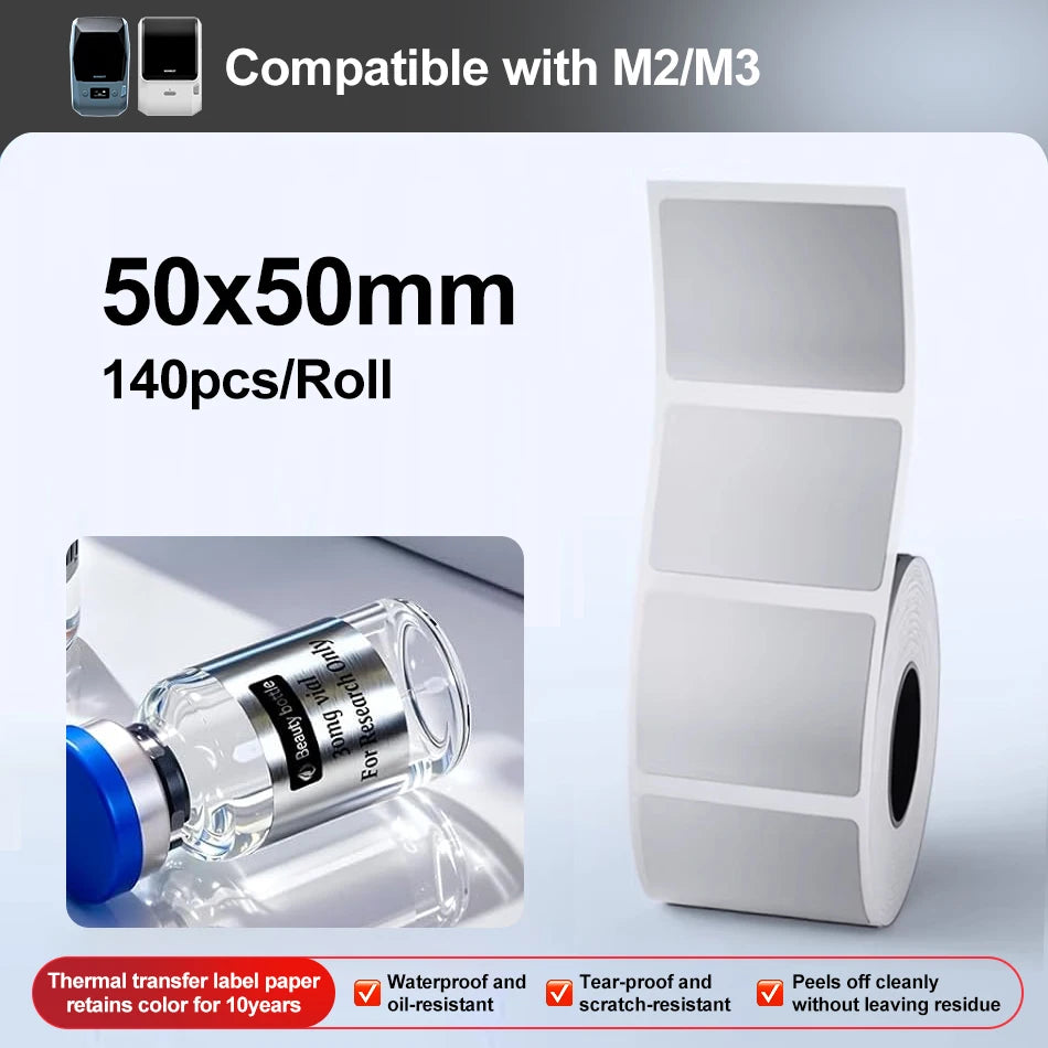 Niimbot M2/M3 Laser-color Silver/Matte Silver Labels Thermal Transfer Printing Paper Round Square Sticker for Niimbot M2 Printer