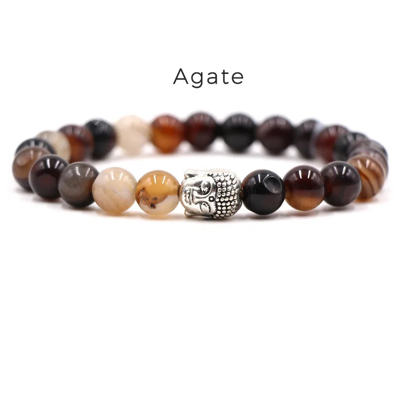 SANSHI Natural Stone Beads Bracelet For Women Men Amethysts Crystals Jewelry Agates Elastic Bangle Bracelets Gift