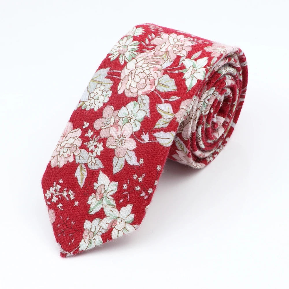 New Floral Elegant Tie For Men Women 100% Cotton Beautiful Flower Paisley Necktie Narrow Skinny Cravat Wedding Casual Corbatas