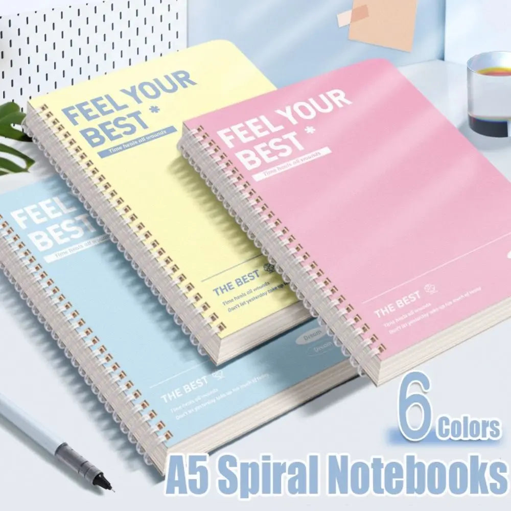 60Sheets/Book A5 Spiral Notebooks Color Horizontal Line Inner Pages Notepad Perforated Pages Diary Book School Office