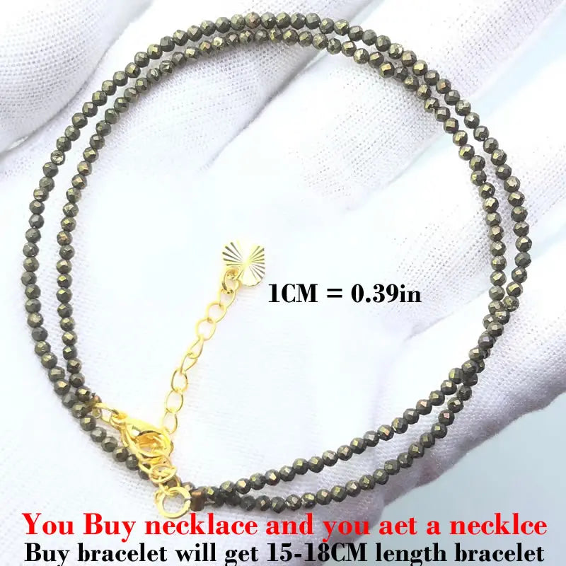 HOT Natural Stone 2mm Faceted Beads Necklace Crystal quartz Garnet agate Beaded Chains Fashion Simple Men Women Jewelry Gifts