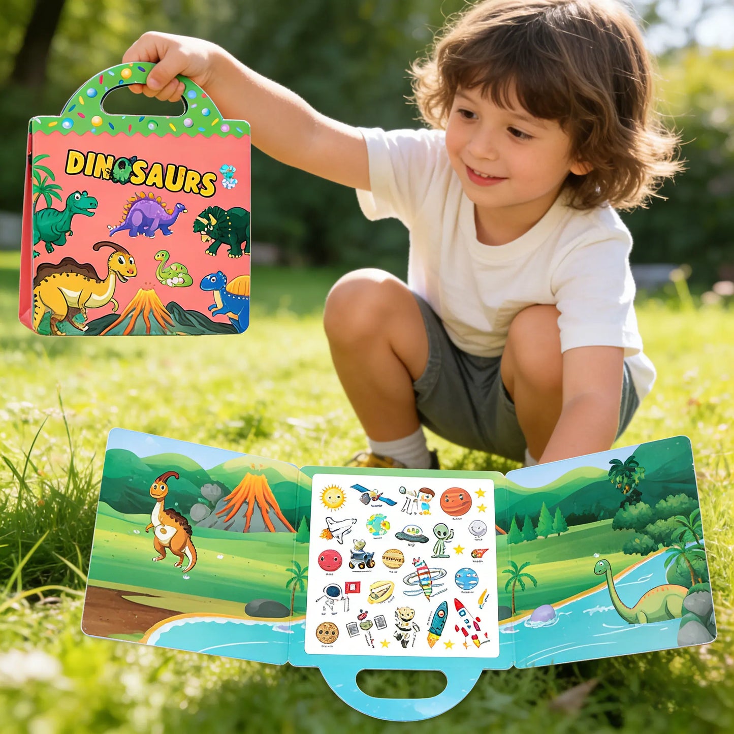 Reusable Bubble Sticker Book for Kids - Multi-Themed Educational Learning Activities, Washable & Safe Toddler Stickers