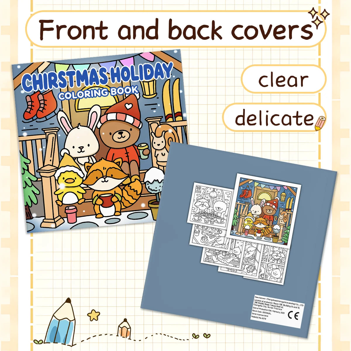 CHIRSTMAS HOLIDAY Coloring Book for Adults Featuring Cartoon Bold-easy Patterns for Relaxation Kids DIY Painting Drawing Books