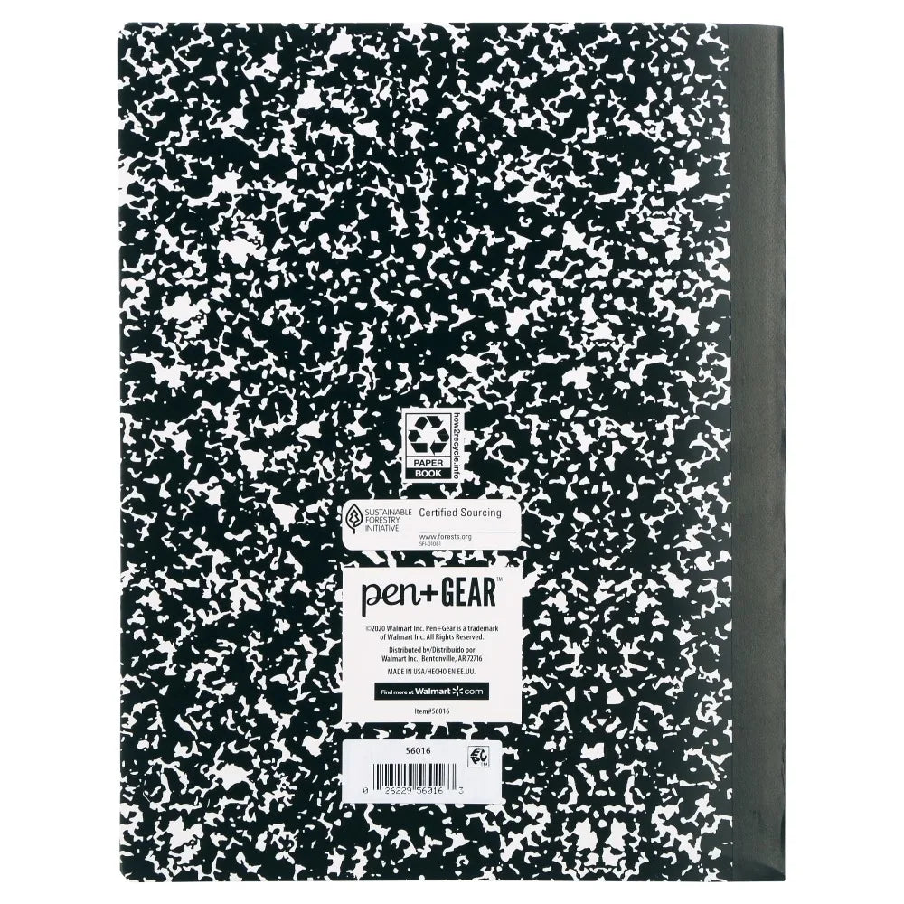 College Ruled Composition Notebook Bulk Pack, 100 Sheets per Book, 30 Notebooks, Black and White Marble Covers, Wide Ruled Paper, Spiral Bound, for School Office Writing Journaling