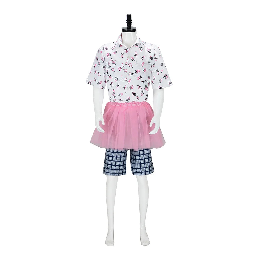 Ace Ventura Cosplay Men Funny Outfit Shirt Shorts Pink Tutu Skirt Movie Pet Detective Jim Carrey Costume Halloween Party Suit