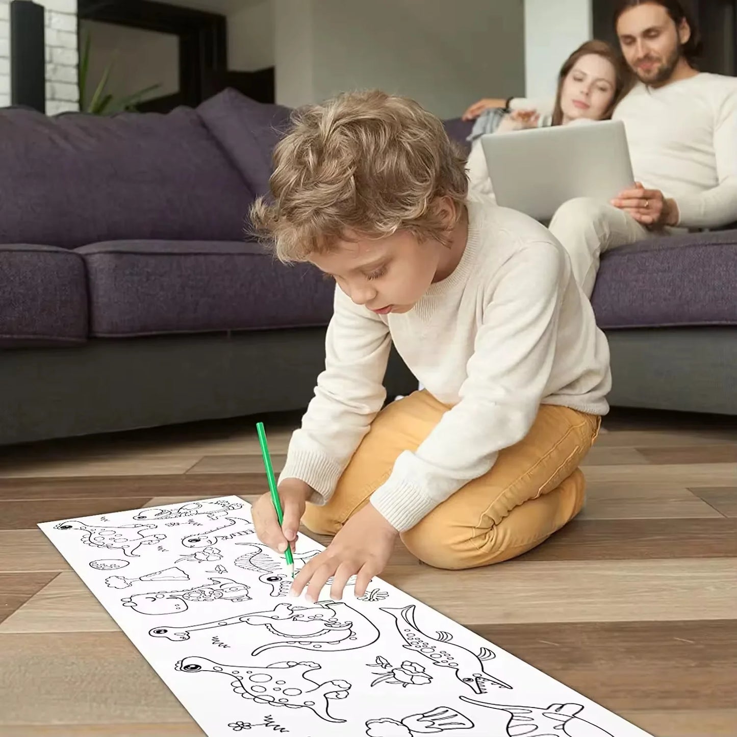 Children Drawing Roll DIY Sticky Color Filling Paper Coloring Paper Roll for Kids DIY Painting Drawing Early Educational Toys