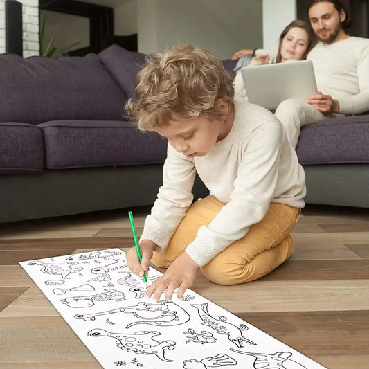 Children Drawing Roll DIY Sticky Color Filling Paper Coloring Paper Roll for Kids DIY Painting Drawing Early Educational Toys
