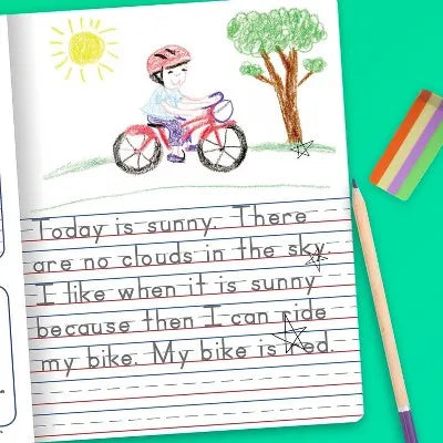 Primary Journal Half Page Ruled Writing Tablet: K-2 Composition Notebook with Picture Space, 200 Pages, Hard Cover for School