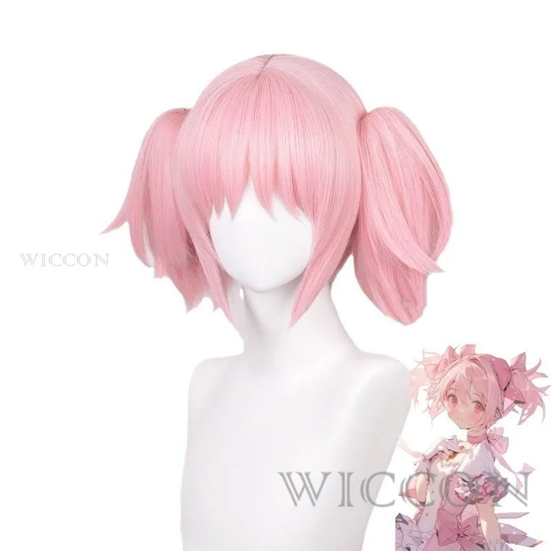 Puella Magi Madoka Magica Cosplay Costume Wig Petticoat Shoes Kaname Madoka Pink Short Ball Dress Halloween Party Uniform Outfit