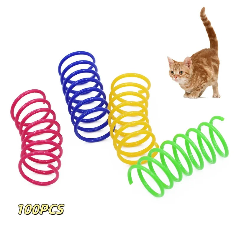 Colorful Plastic Spring Cat Toy Jumping Interactive Pet Supplies Scratch-Resistant Bite-Resistant for Cats