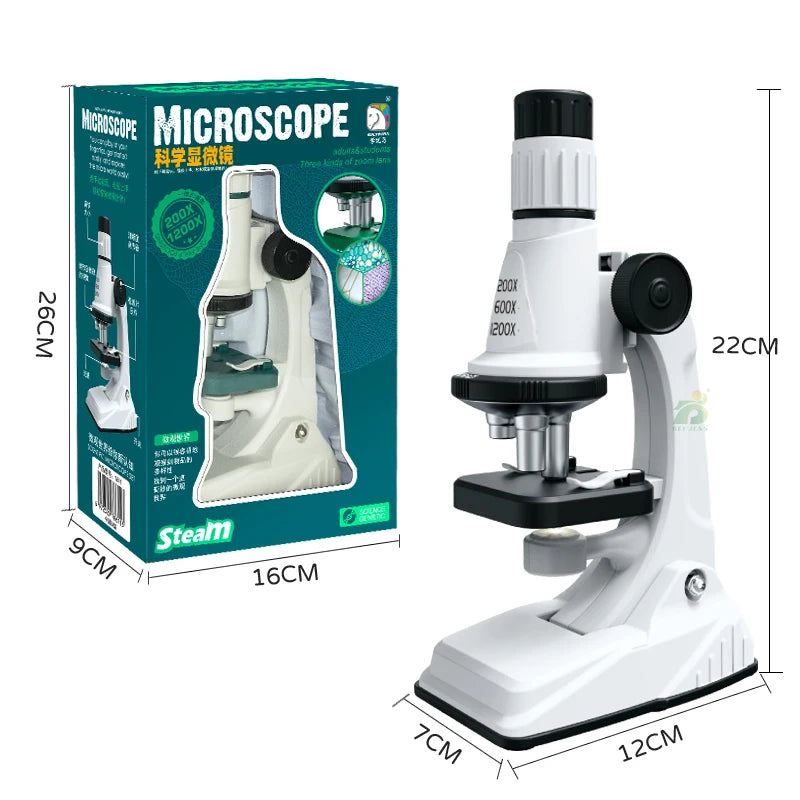 Kids Educational Science Microscope Toy STEM Learning Kit for Student Children Science Experiment Tool 3Years Birthday Gift