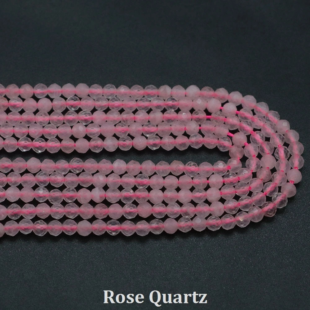 2 3mm Natural Faceted Amethyst Garnet Tourmaline Gem Stone Beads Round Mineral Bead for Jewelry Making DIY Bracelet Accessories