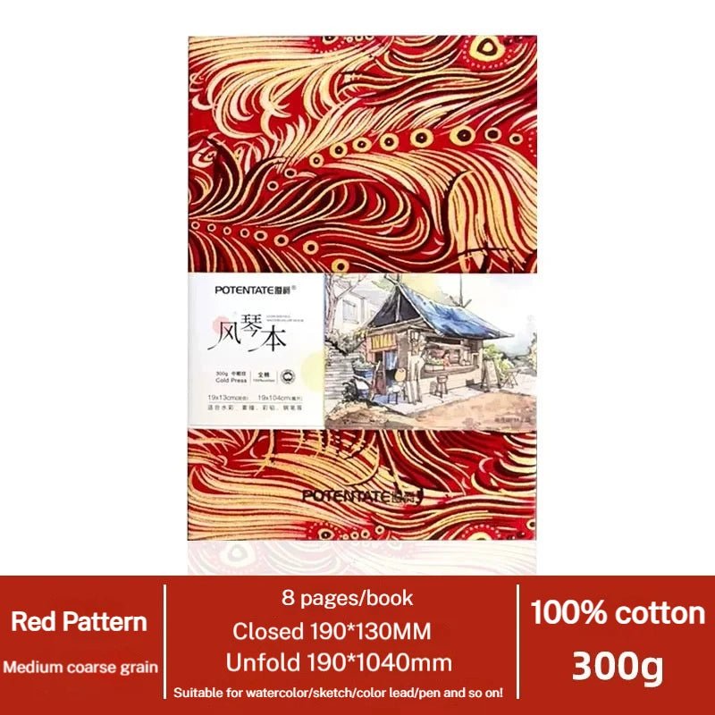 POTENTATE 100% Cotton Square Watercolor Paper Book 24 Sheets 300g Art Painting Drawing Paper Sketchbook Journal Drawing Notebook