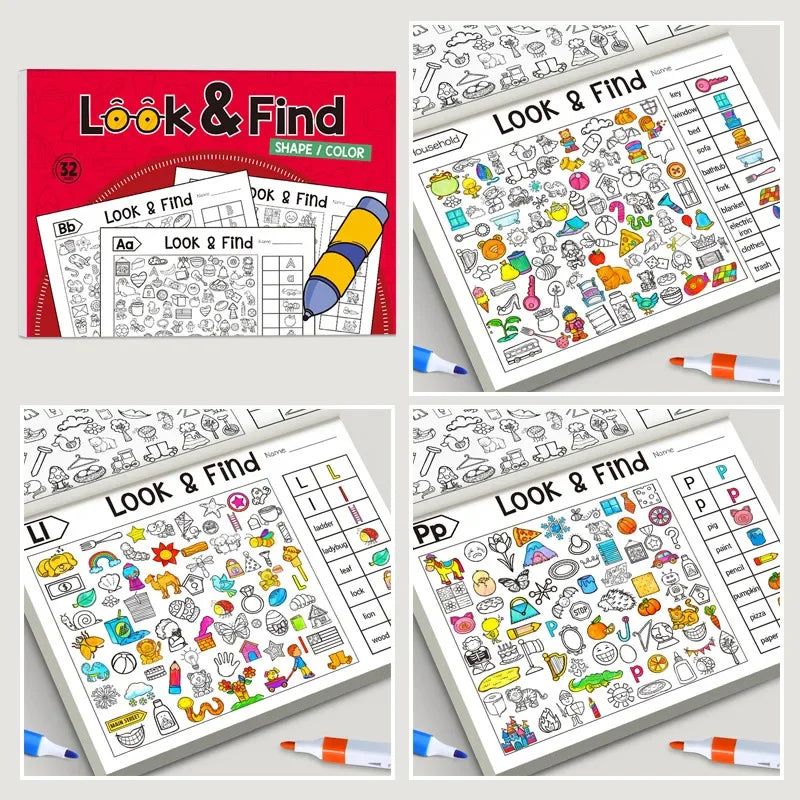 Kids Hidden Object Coloring Book Interactive Educational Matching Game Kids Early Learning Activities Enhance Visual Perception