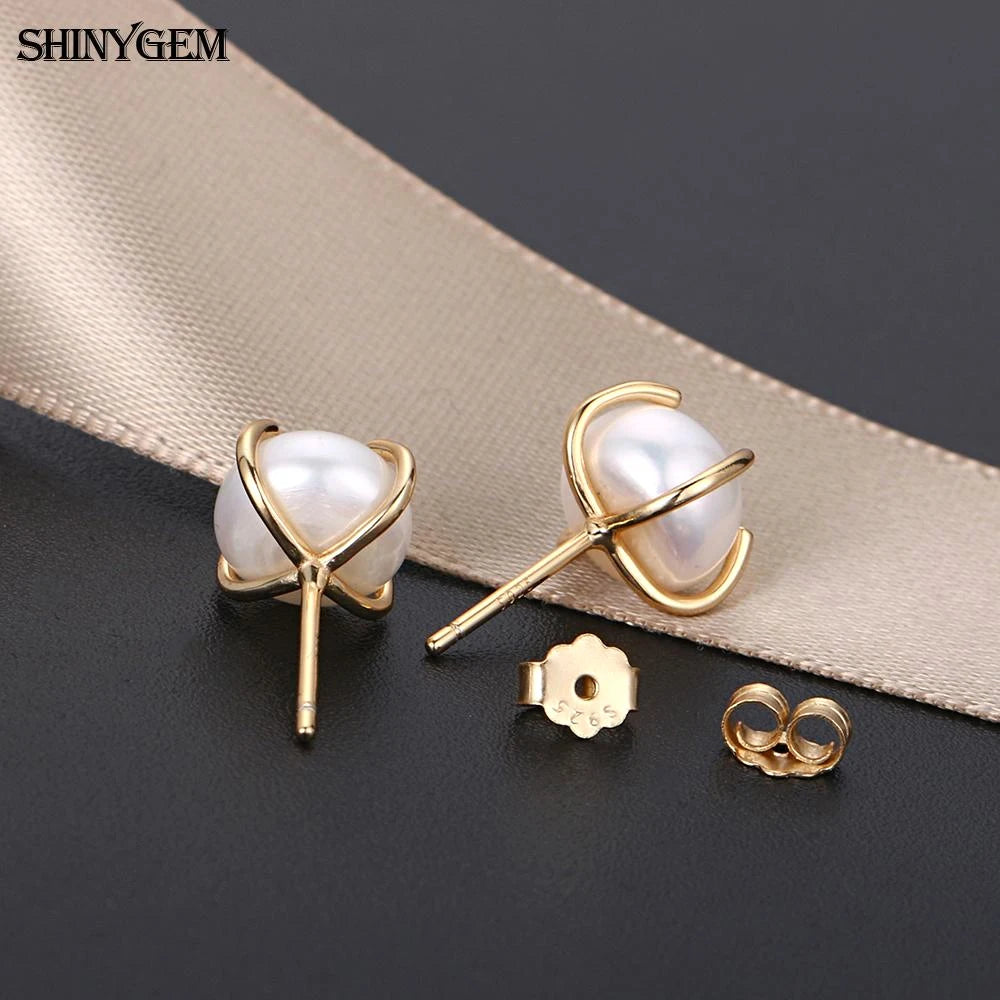 Exquisite Fashion S925 Silver Talon Freshwater Stud Shape Earrings Natural Pink Pearl For Women Girl Trendy Jewelry Gift