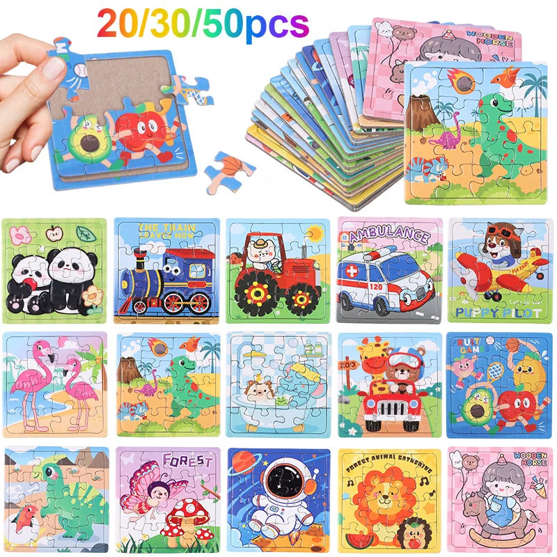 10-50Pcs Mini Cartoon Animal Paper Jigsaw Puzzles Educational Toy Kids Birthday Party Favors Gift School Rewards Pinata Fillers