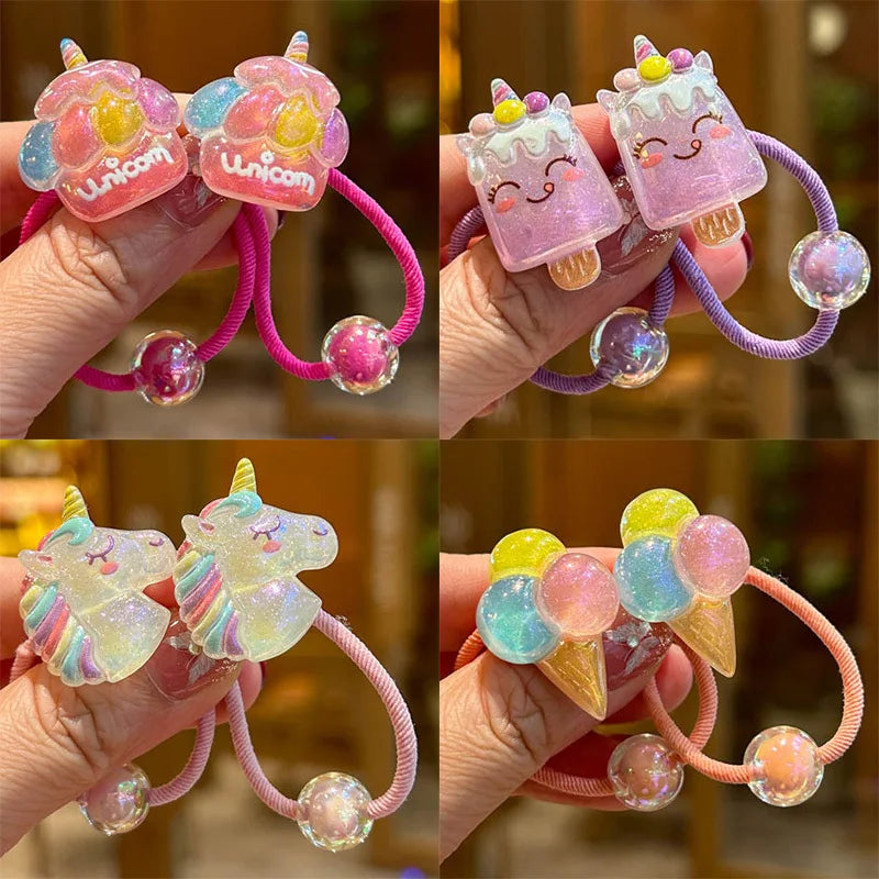 2PCS Lovely Rainbow Elastic Hair Bands for Girls Children's Hair Accessories Baby Headwear Ties Flexible And Stylish