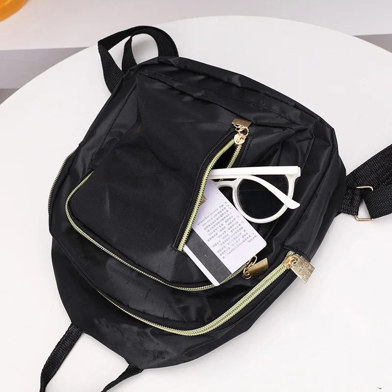 Women's Multi-Function Fashion Girl Nylon Daypack Travel Cute Mini Backpack Men Shoulder Bag Black Purse Hot