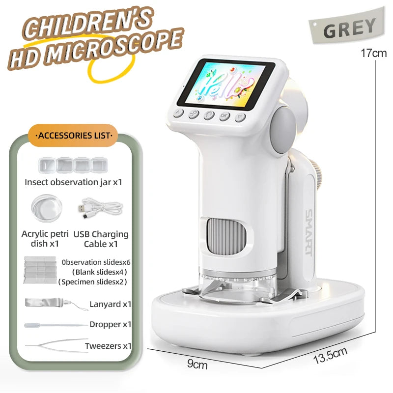 Kids Microscope 1600x Biological Science Stem Toy Hand Loupe School Educational Pocket Microscope with LED Light