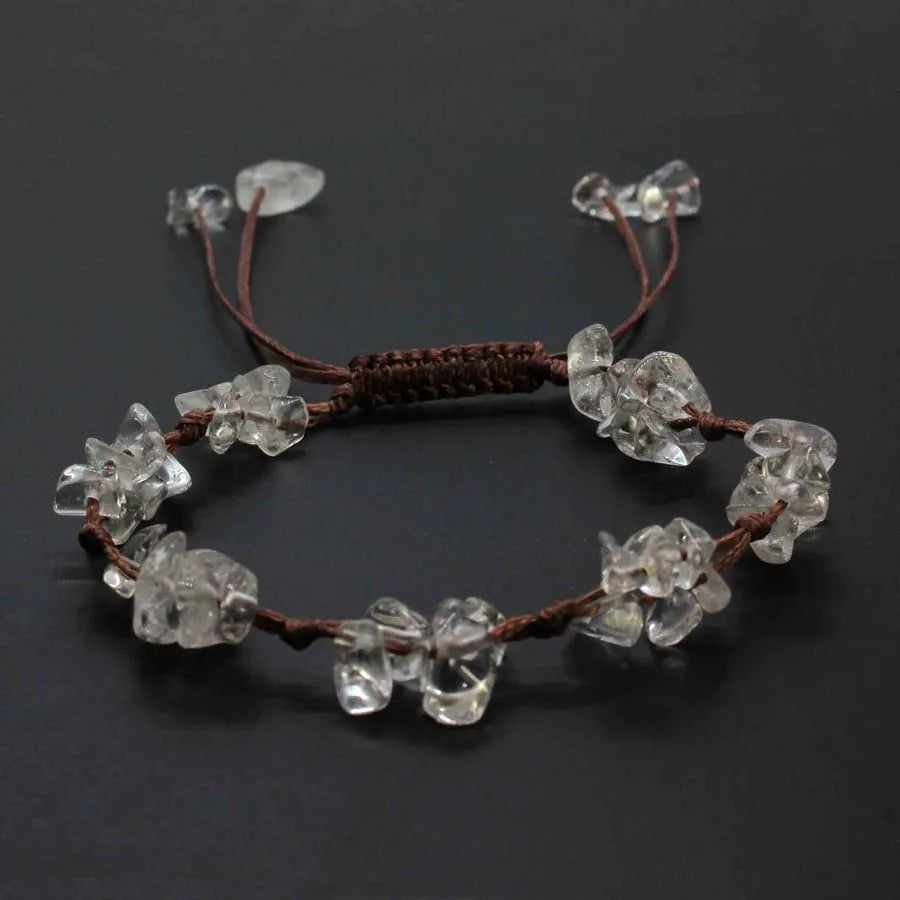 Macrame Crystal Chip Stone Braided Bracelets For Women Girls Natural Amethyst Quartz Gemetone Weave Adjustable Bracelet Jewelry