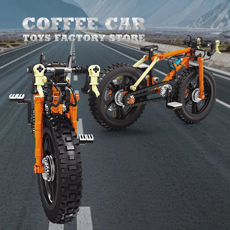 Mechanical Motion Bicycle Building Blocks Set Mountain Bike MOC Bricks Model STEM Toys for Kids & Adults DIY Decor Birthday Gift