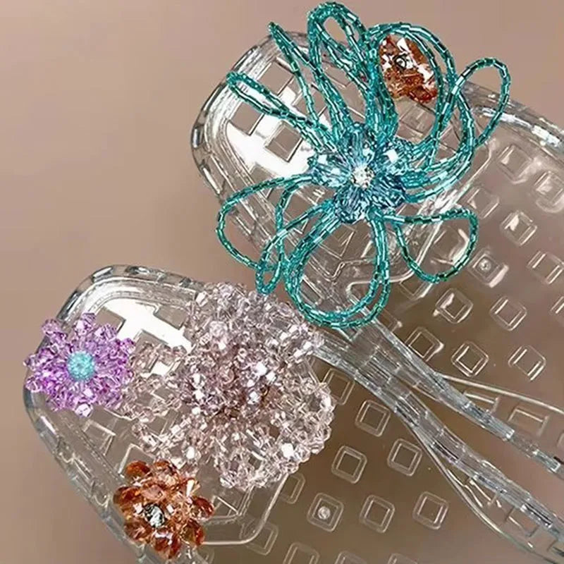 Crystal Handcrafted Beaded Jelly Shoes Shoes Buckles Sandals Decorative DIY Accessory Shoe Flower Slippers Jewelry Accessories