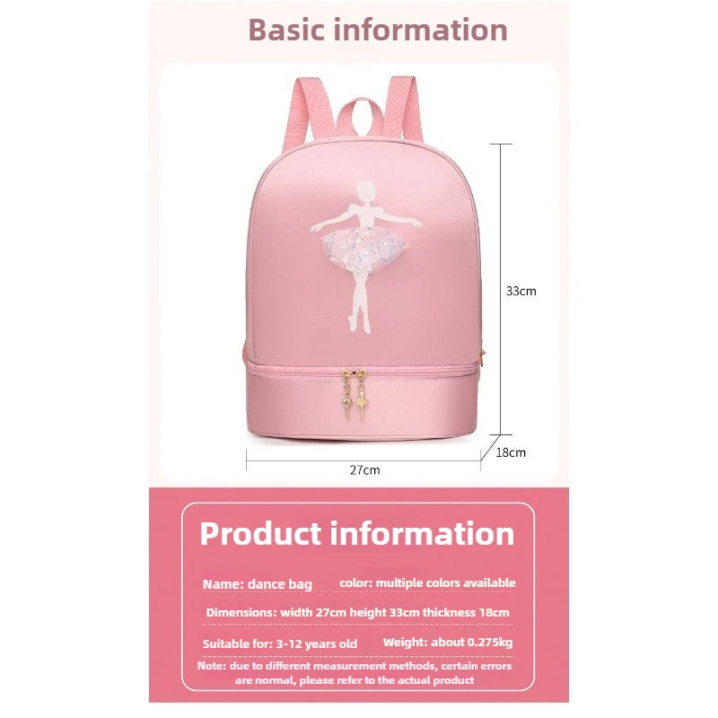 Childrens Shoulder Bag Dance Backpack Latin and Ballet Schoolbag Girl Princess Dance Bag Independent Shoe Warehouse Water Proof
