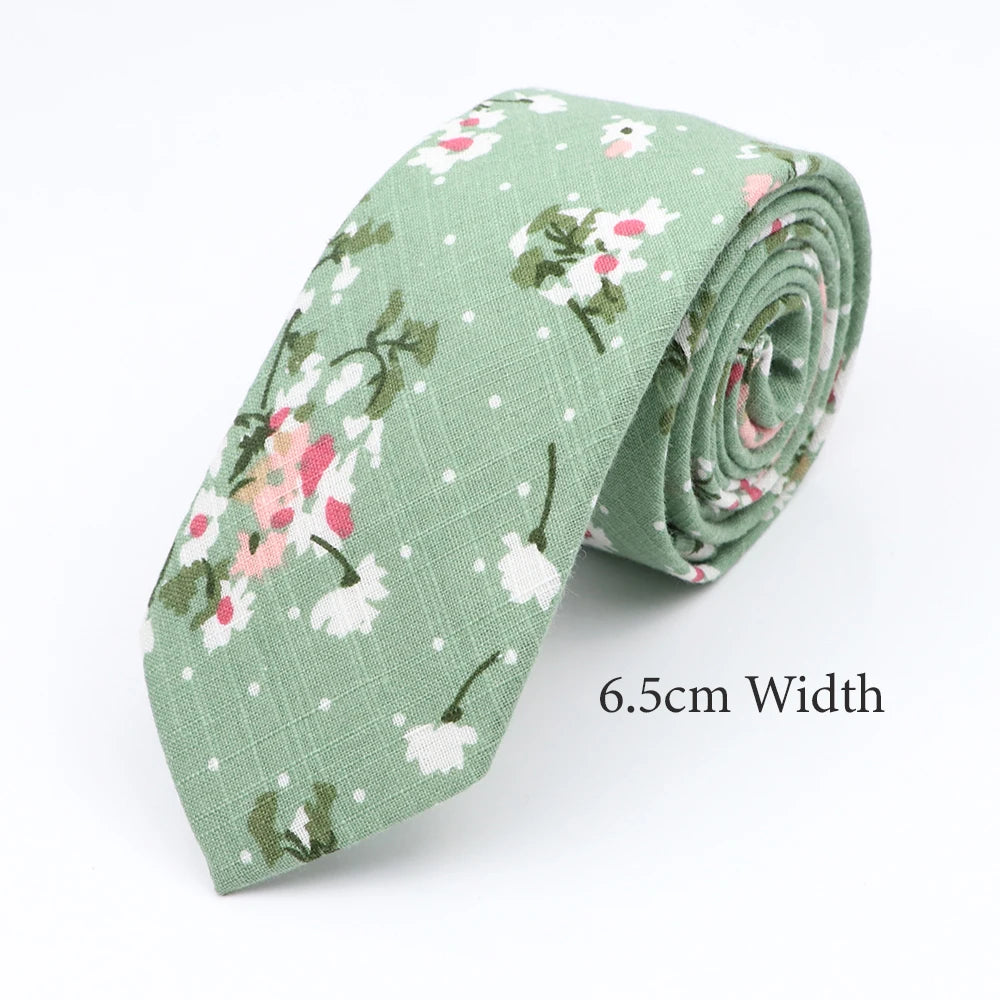 New Floral Elegant Tie For Men Women 100% Cotton Beautiful Flower Paisley Necktie Narrow Skinny Cravat Wedding Casual Corbatas