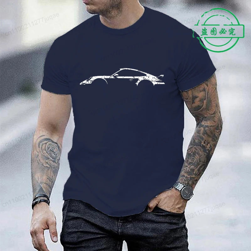 Minimalist Style T-Shirt for Men Women,Round Neck Short Sleeve Tee Shirts, Funny Race Car Printed T-Shirts for Men & Women Tops