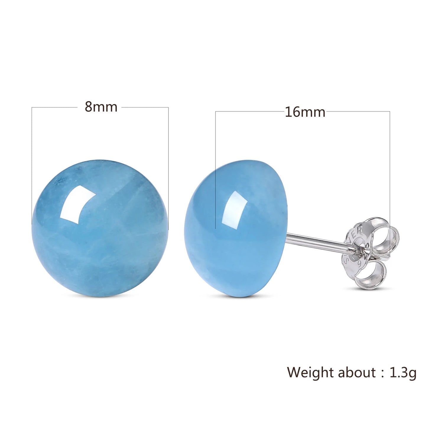 ITSMOS Natural Aquamarine s925 Sterling Silver Ear Studs Geometric Minimalist Luxury Weddings Jewelry Earrings for Women Gift