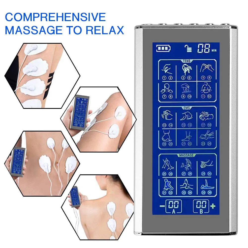 36 Modes Tens Unit Machine with 4 Electrode Pads for Pain Relief Pulse Massage EMS Muscle Stimulator Pain Relief Massage Relax