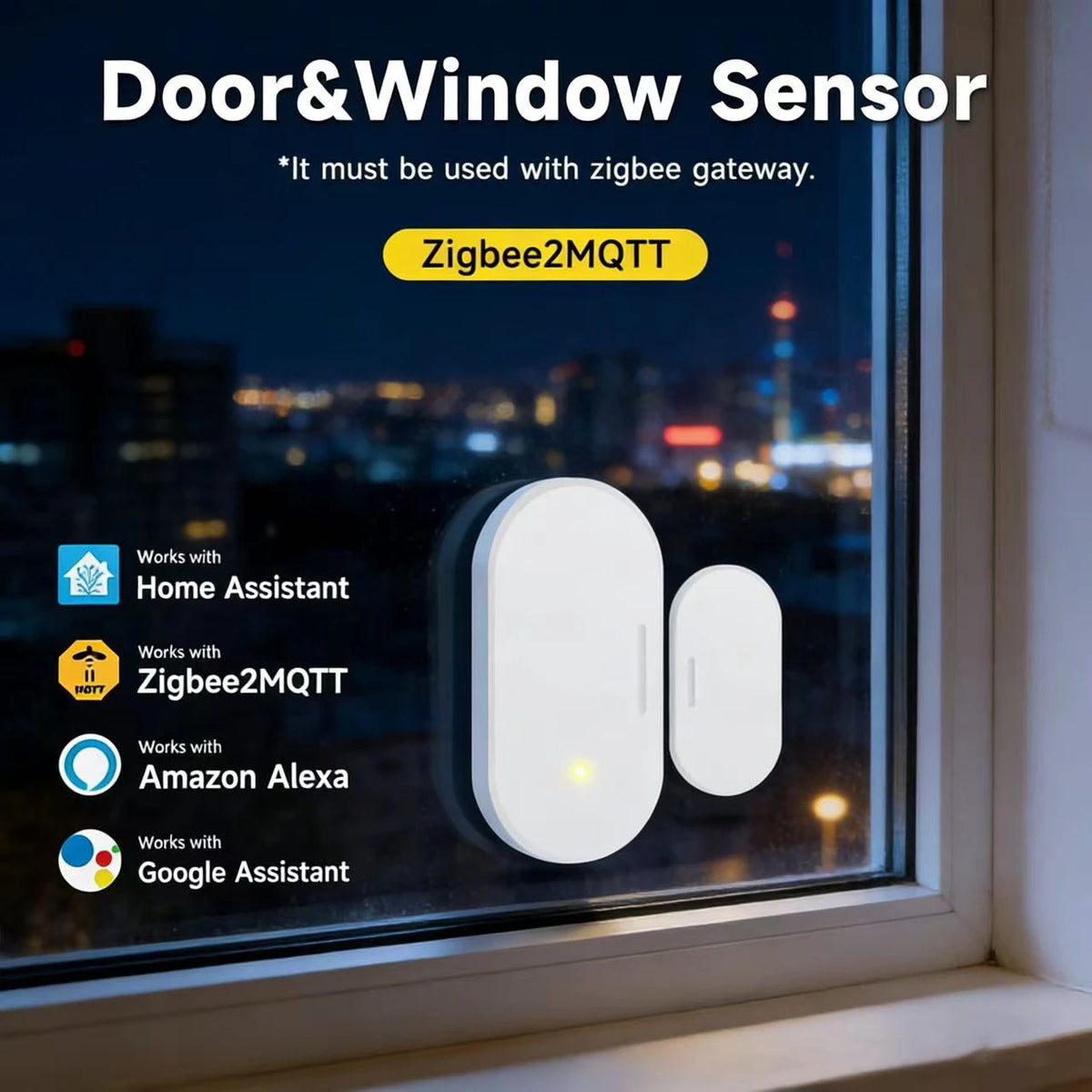 Wireless Zigbee2MQTT 3.0 Door Window Sensor Smart Home Alarm Contact Sensor for Home Security