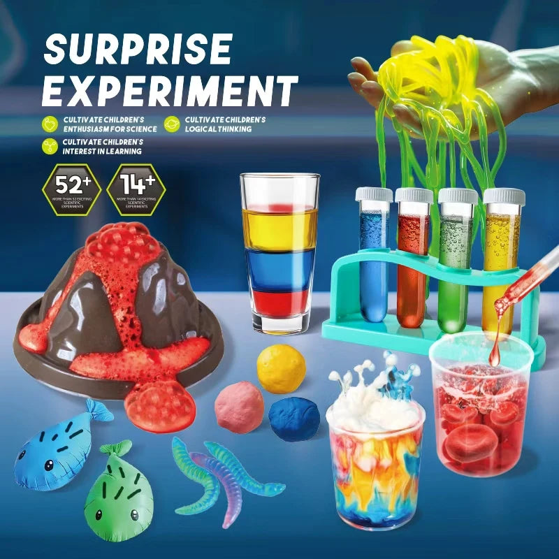52-in-1 Children's Science Experiment Kit STEM Educational Science Gift for Boys And Girls Birthday First Science Set DIY Explod