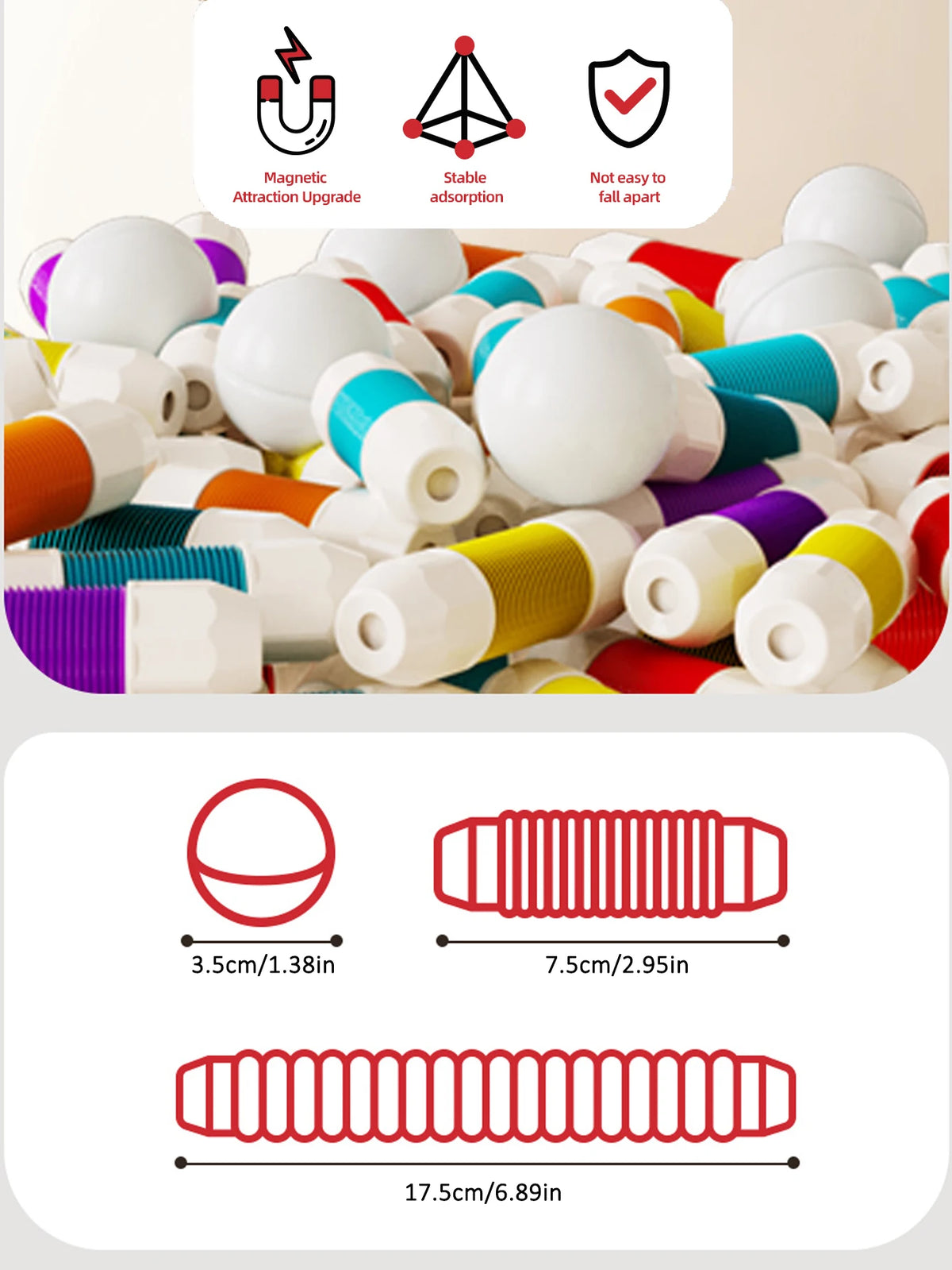 Magnetic Building Sticks,Pop Tubes Magnetic,Educational Construction Toys Creative Magnetic Balls and Rods Set,Puzzle STEM Toys