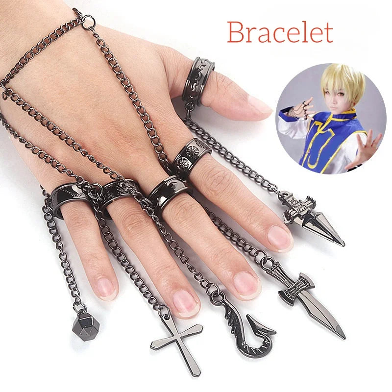 Anime Manga Hunter X Hunter Kurapika Cosplay Costume Wig Fingers Rings Chain Earrings Anime Uniforms Halloween Party Outfits