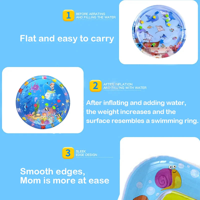 65/100cm Circle Inflatable Baby Water Play Mat Infant Toddler Kid Tummy Time Water Pad Cushion Early Educate Develop Activity