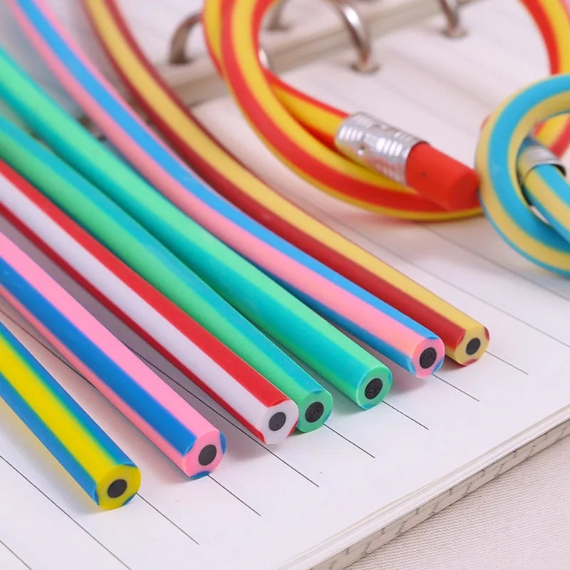 6/1Pcs Magic Bendy Flexible Soft Pencil with Eraser Colorful Creative Novelty Bend Pencils for Kids Student Gift School Supplies